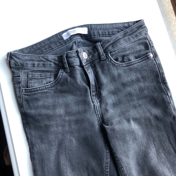 Zara Studded Cuffed Gray Jeans Size 4 - Picture 7 of 11